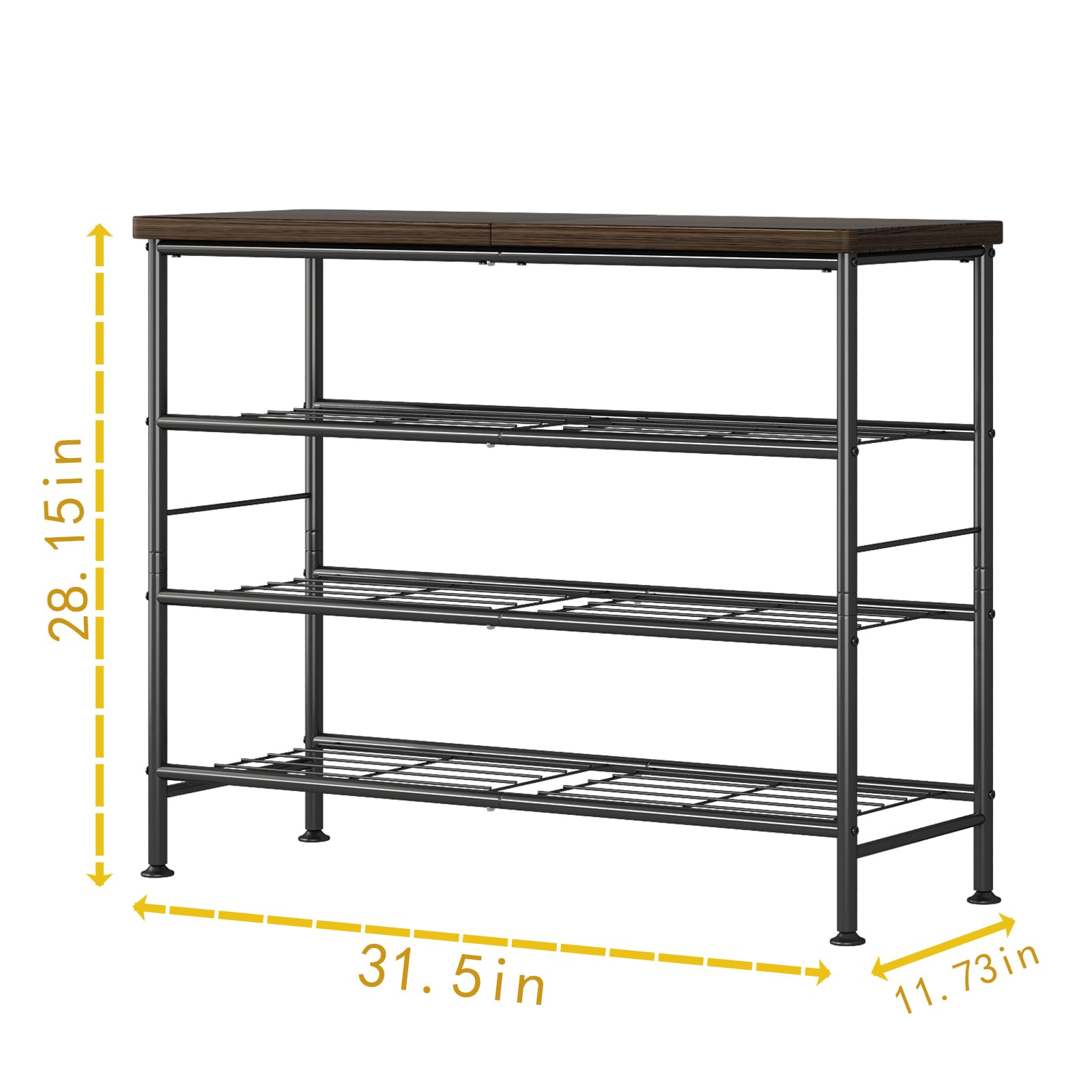 SUOERNUO 4 Tier 5 Tier 6 Tier Shoe Rack Organizer for Closet Entryway Free Standing Metal Storage Shelf with MDF Top Board Modern Furniture for Bedroom Organization