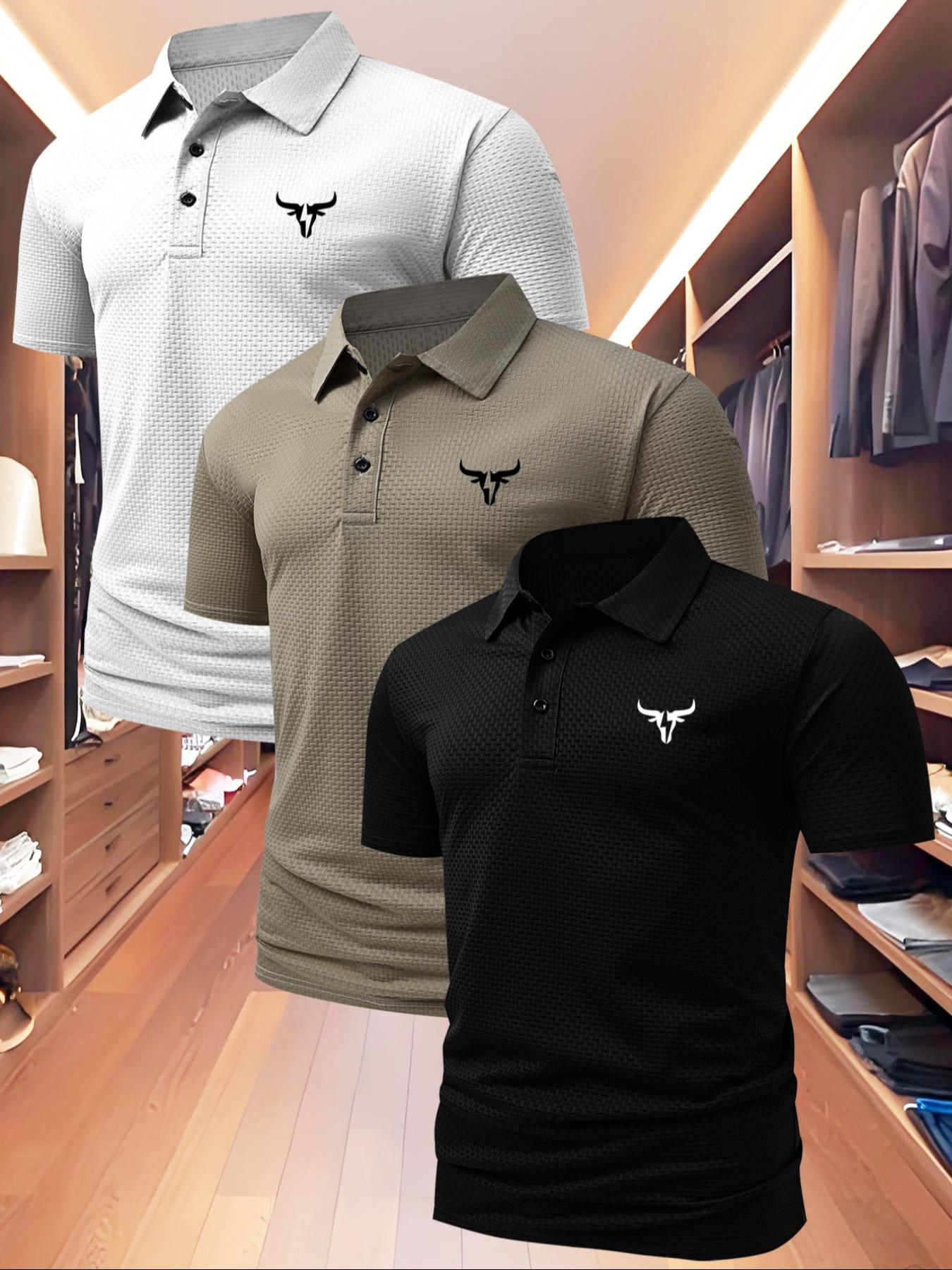 Men's High-End Polo Shirt, Summer Casual Fitted Short Sleeve, Print, Quick-Dry Fabric, Outdoor Sports & Leisure Wear, Perfect Birthday Gift!