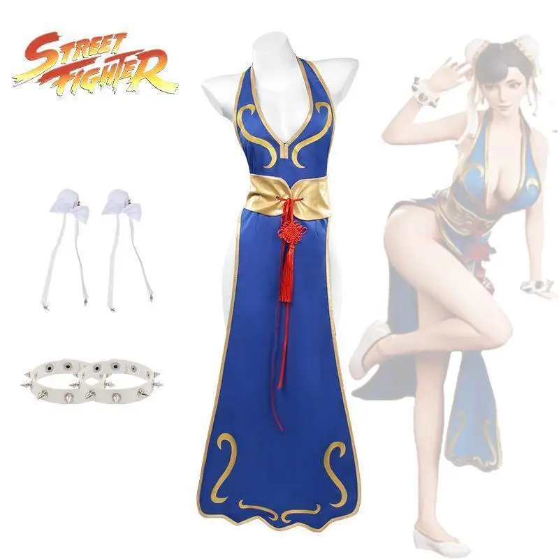 New Street Fighter Chunli cosplay costume, sexy cheongsam, lion dance performance costume, cosplay anime Halloween costume