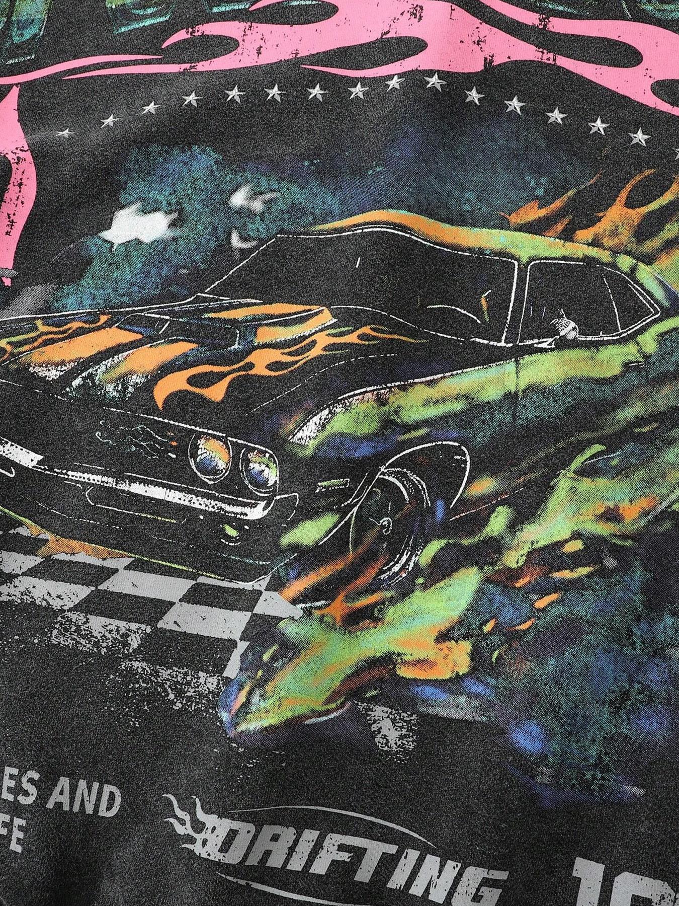 Men's Street Style Graphic Hooded Sweatshirt, Vintage Wash Short Design, Casual Fashion for Daily Wear & Outdoor Activities