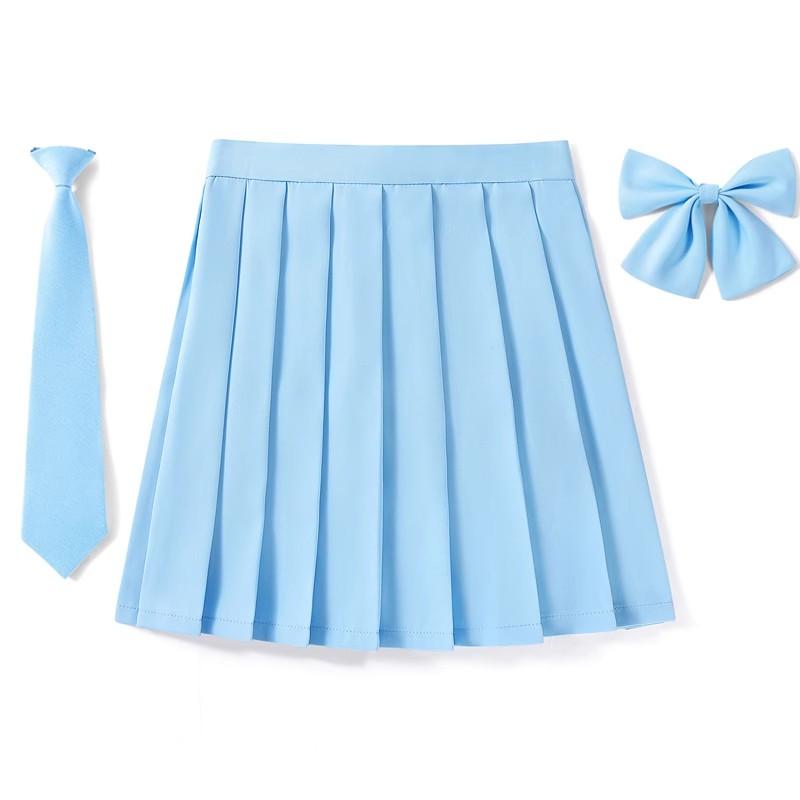 2025 Preppy Style Pleated Skirt Woman High Waist A-Line School Skater Mini Skirt Girl JK Uniform Skirt With Match Necktie Bowtie