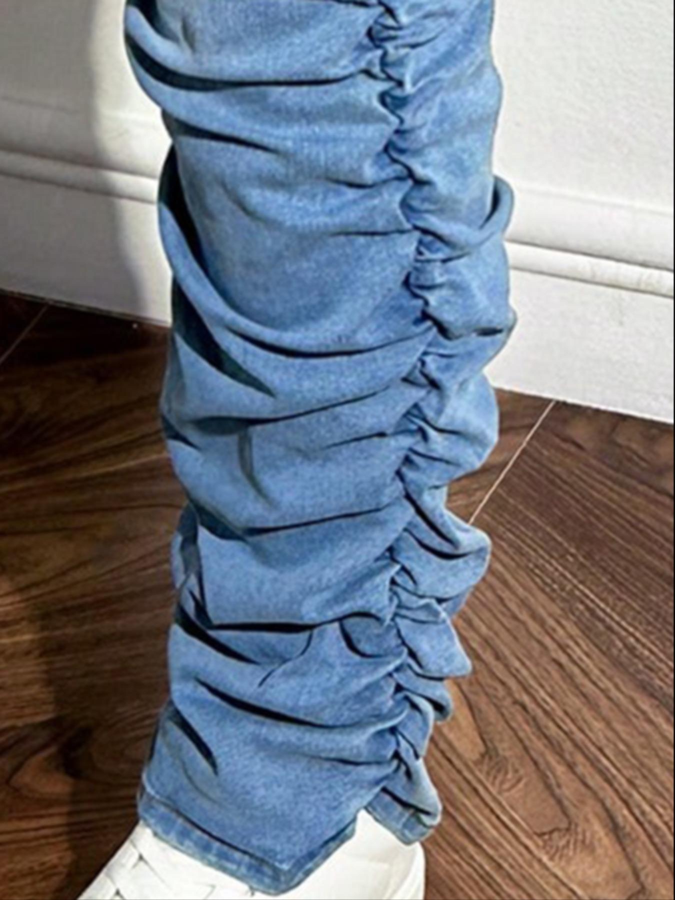 【Plus Size】 Women's Jeans, Casual Comfy Denim Pants for Daily Wear, Women's Bottoms for All Seasons, Stacked Jean