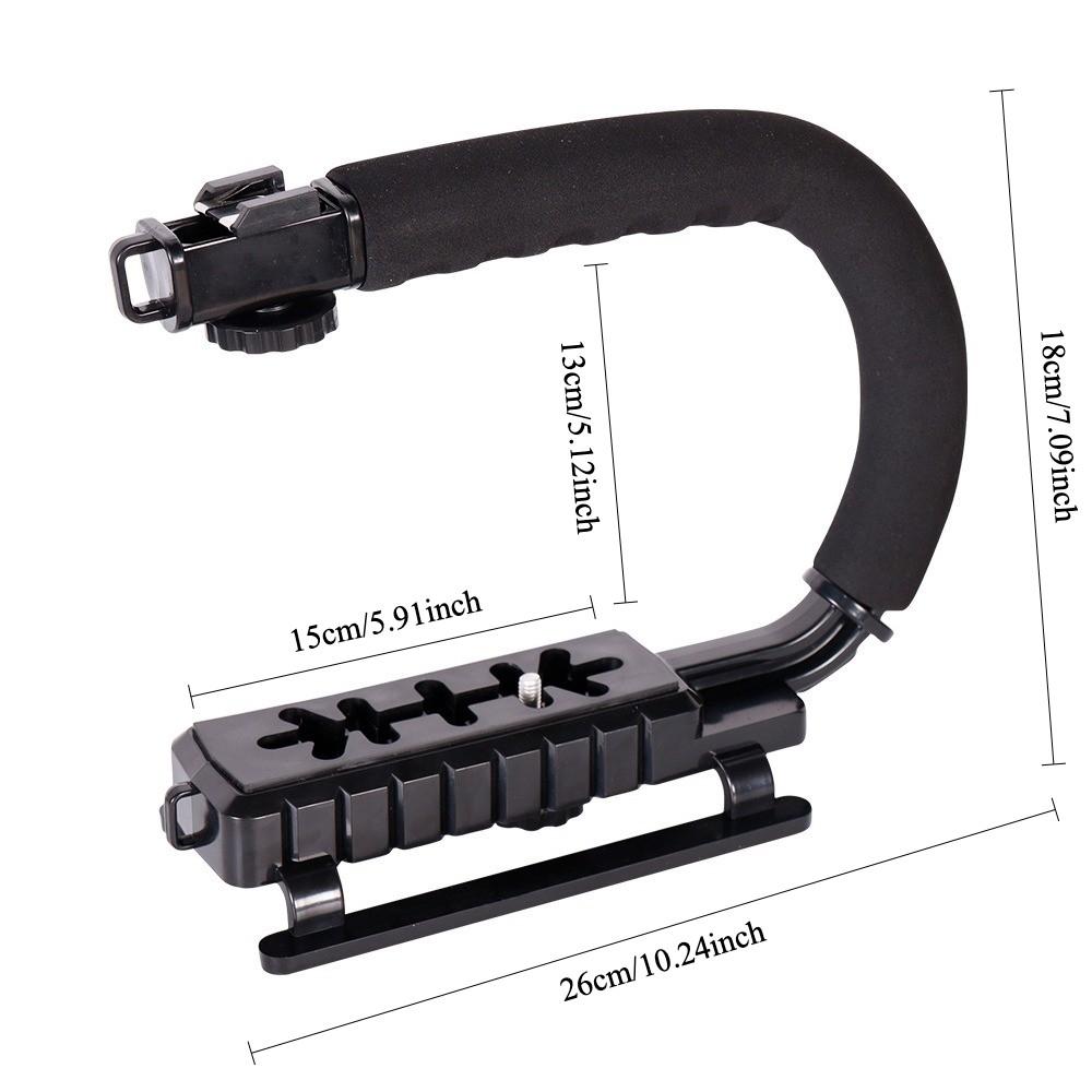 U/C Shape Portable Handheld DV Bracket Stabilizer Handle, Multifunction Adjustable Smart Phone Video Rig for Camera Action & Camcorder