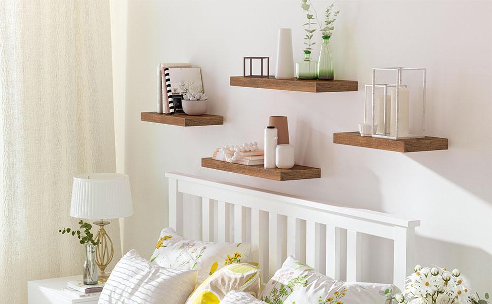 HOOBRO 47.2 Inch Floating Shelves, Wall Shelf Set of 2 with Invisible Brackets, for Wall Decor in Bathroom, Bedroom, Kitchen, Living Room, Toilet