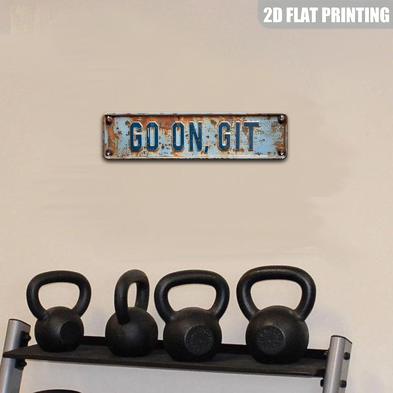Vintage Metal Sign, 1pcs Go on Git Letter Pattern Metal Sign, Wall Art for Home, Bar, Pub, Cafe Decor, Wall Decor, Vintage Garage Signs