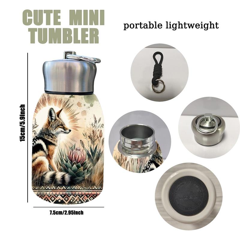 1pc 10.5oz Stainless Steel Tumbler - Leak-Proof, Insulated, Reusable, Hand Wash Only, Functional & Fashionable, Dual Advantage, African Jackal Watercolor Art Design, Ideal for Holiday Gift Item, Durable Drinkware, Office Essentials