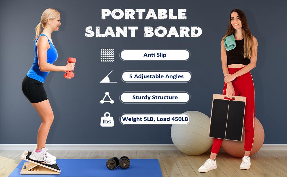 all new upgrade Slant Board for Calf Stretching,portable 6-angle adjustable wooden ramp, with a load capacity of 450 Lbs, suitable for heel,leg,ankle, knee exercises, squats and physical therapy, rehabilitation, strength, and flexibility training.