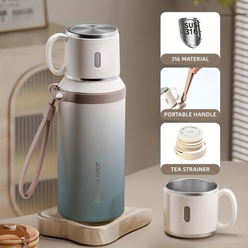 316 Stainless Steel Vacuum Insulated Sports Water Bottle, Gradient Color, with Lid, Tea Filter, Handle, 700ML/24oz, Outdoor Travel Mug