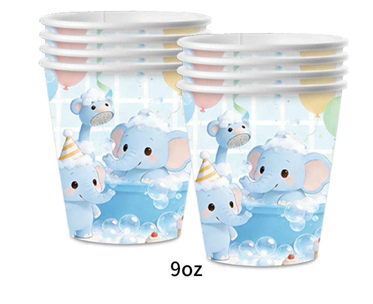 Cute elephant bath theme birthday party party arrangement set disposable paper plate paper cup paper towel tableware