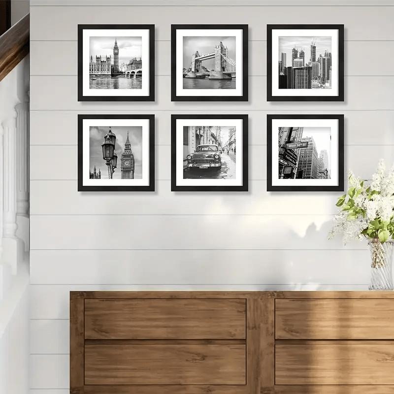 10-piece/5-piece/2-piece square wall-mounted picture frames available in 4x4/6x6/8x8 inches, classic style, Sturdy frame design, hold photos, paintings, sketches and art pieces, Home Decoration, Picture Frame Set