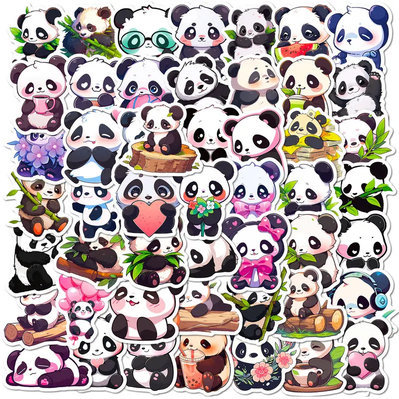 50 Cartoon Panda Stickers Creative Trendy Graffiti Cartoon Panda Stickers Cute Animal DIY Stickers