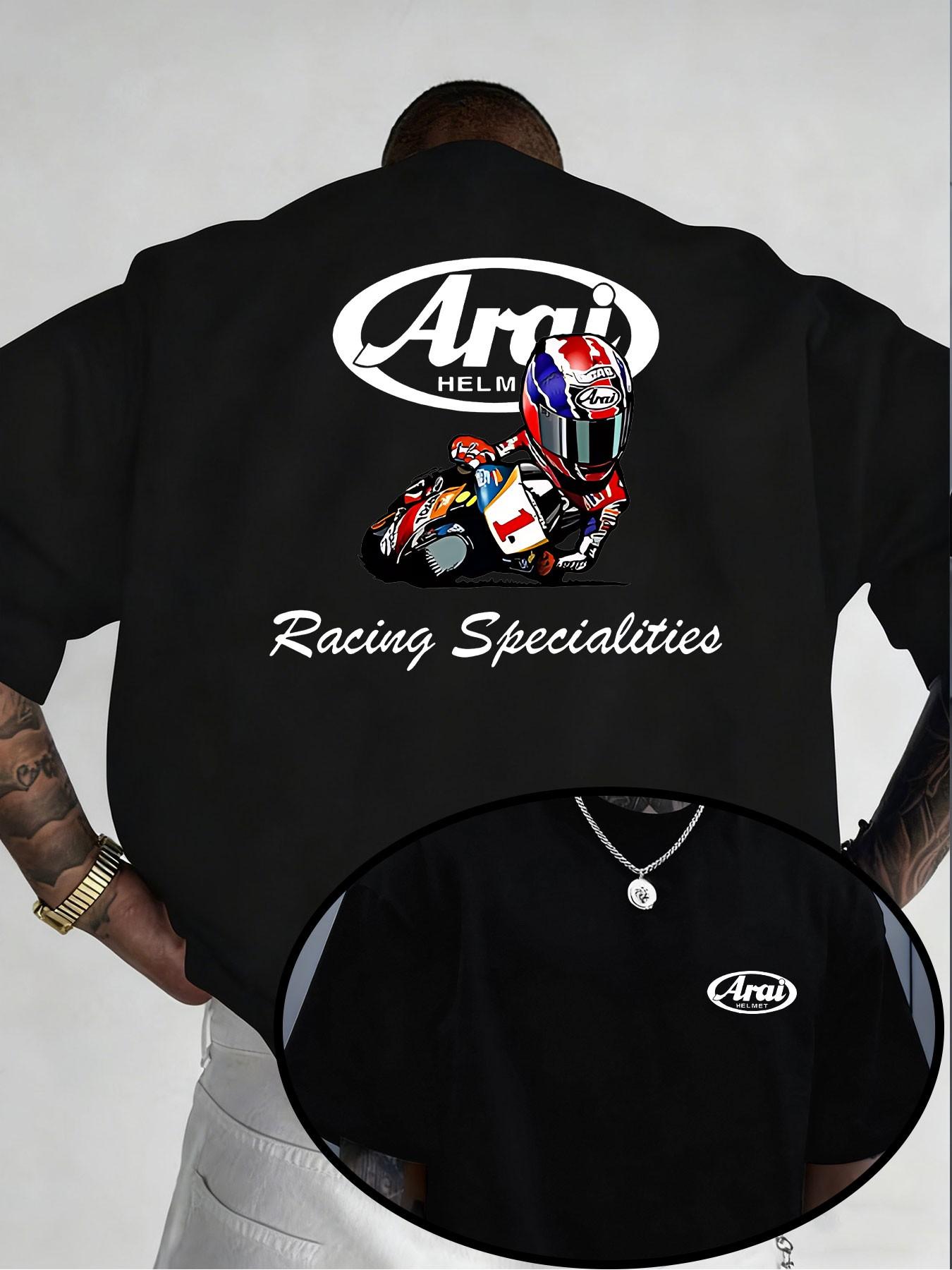 Men's Casual Short Sleeve Round Neck T-Shirt, Graphic Print Front and Back, Knit Fabric, Comfortable for Leisure and Home Wear