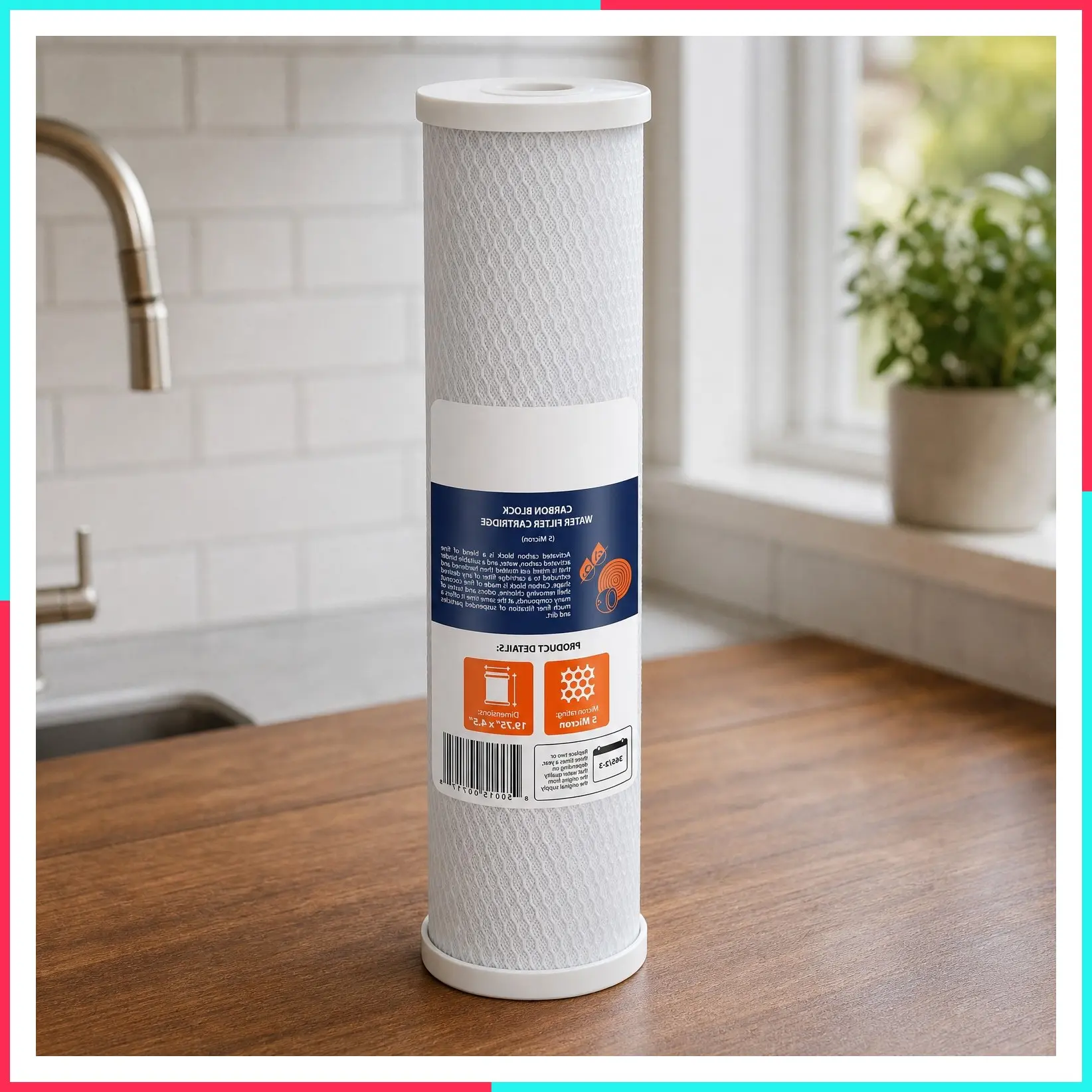 4.5 x 20 Carbon Block Filter Cartridge Large - 5 Micron Whole House Water Filter Replacement Remove Chlorine Taste Odors Compatible with FC25B, EPM-20BB, CB-BB-20, 155783-43 (1 Pack)