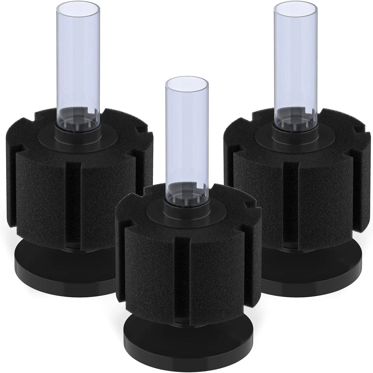 3-Pack Aquarium Bio Sponge Foam Filter, Quiet Fish Tank Accessories for Betta Fry & Small Fish, Clean Water Filter Pack for Up to 30-Gallon Tanks