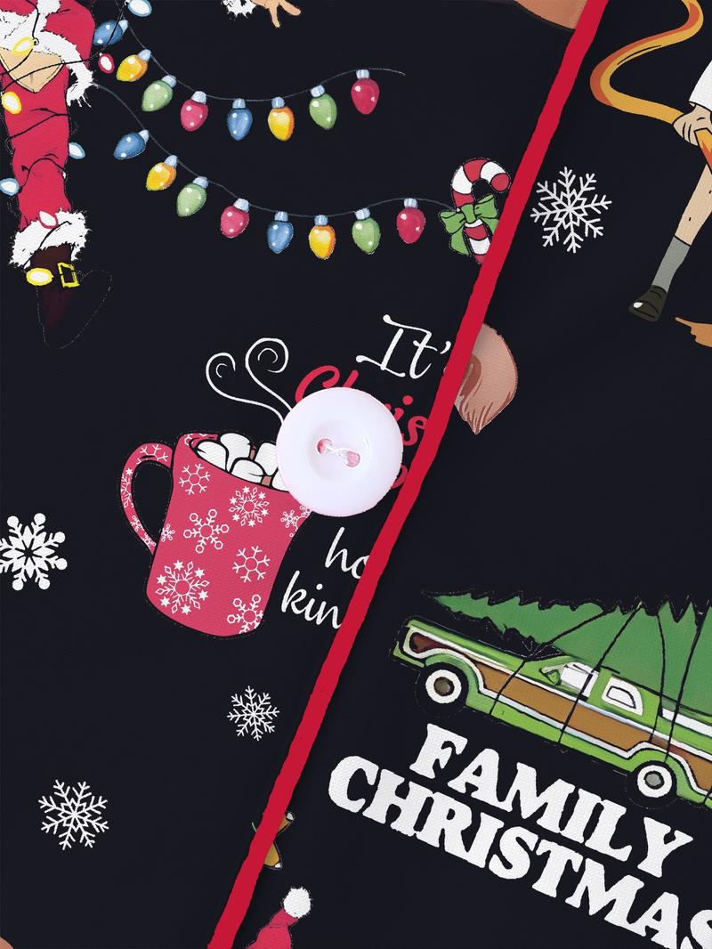 Women's Christmas Pajama Set, Long Sleeve & Pants, Fitted Sleepwear, Sleep Sets, Comfortable Party, Perfect Gift for Birthdays & Holidays