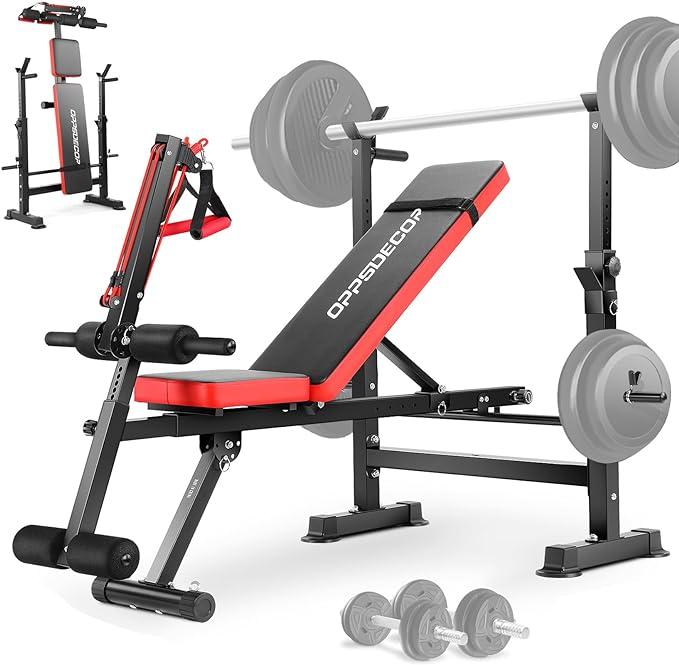 【TikTokShopBlackFriday】OPPSDECOR Olympic Adjustable Weight Bench, Bench Press Set with Squat Rack and Bench for Home Gym Full-Body Workout Bench hipabductionmachine vibration plate 【TikTokShopBlackFriday】OPPSDECOR Olympic Adjustable Weight Bench, Bench Press Set with Squat Rack and Bench for Home Gym Full-Body Workout Bench hipabductionmachine vibration plate