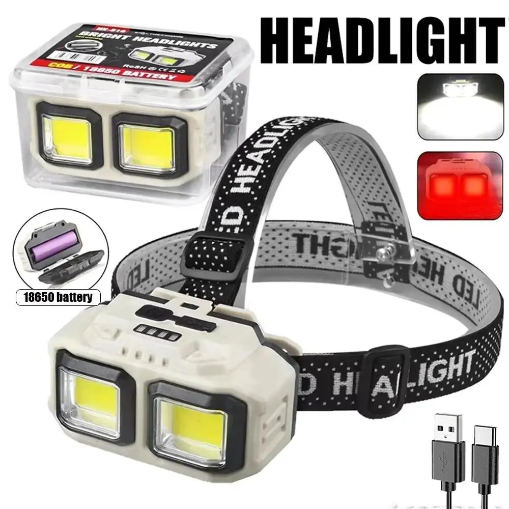 Rechargeable LED Headlamp, Motion Sensor Headlight with Hands-Free Design, Bright Wearable Flashlight for Outdoor Camping, Cycling, Fishing, Hiking, Running, Night Walking & Emergency Lighting