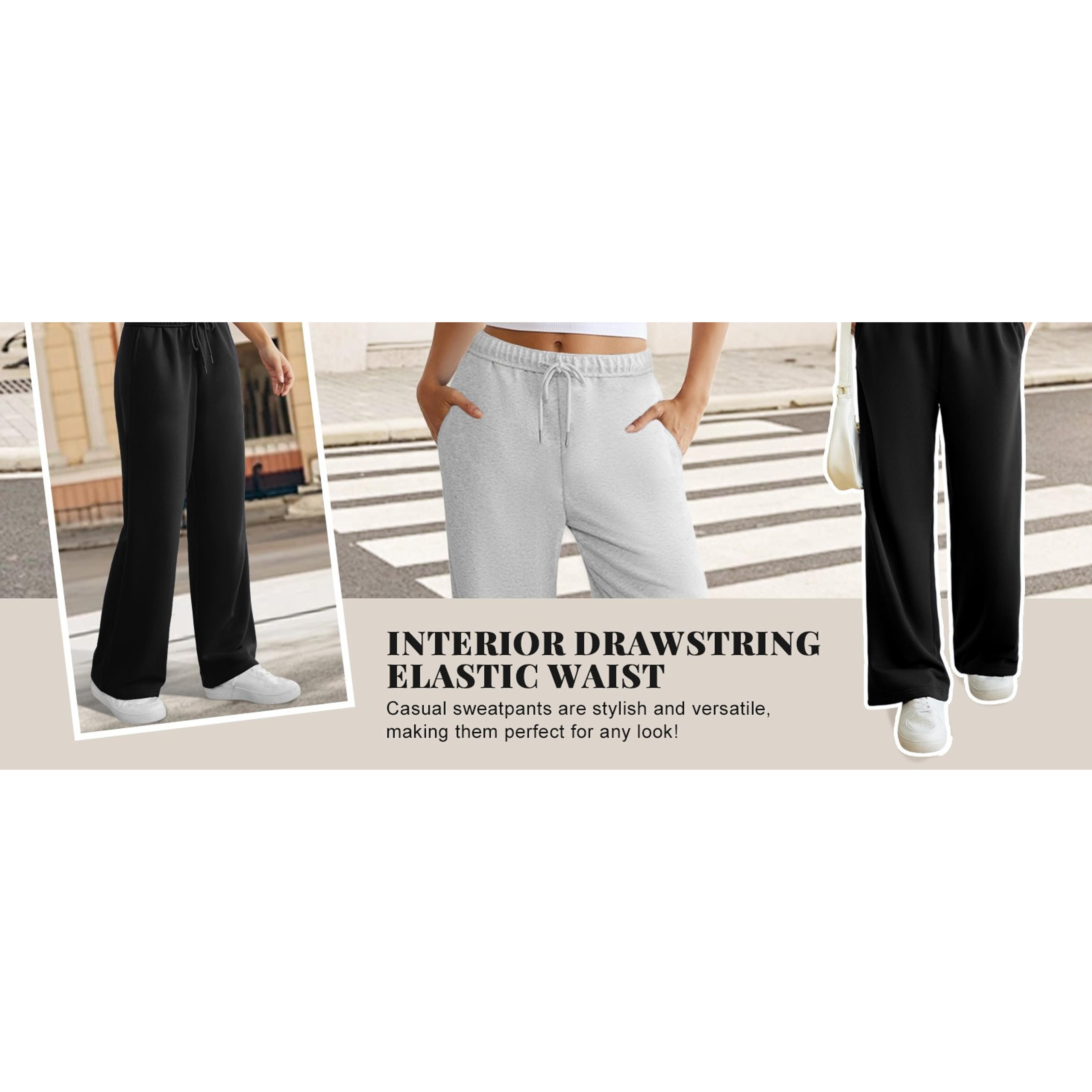 Women's Wide Leg Sweatpants with Interior Drawstring, Baggy Sweat PantsGift