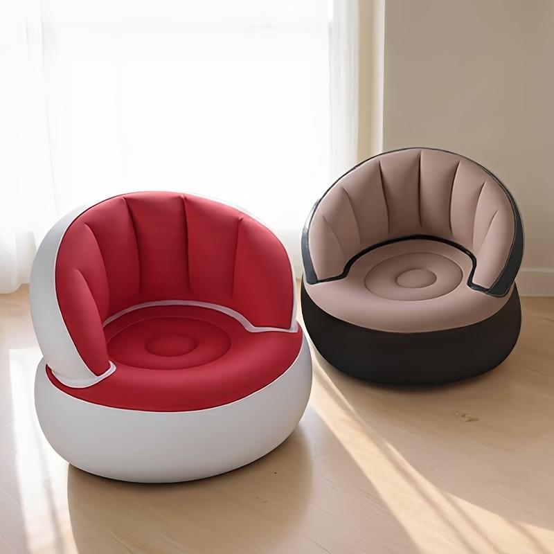 1 Person Portable Inflatable Lazy Sofa, Foldable Air Cushion Couch with Foot Pump, Space-Saving Modern Lounge Chair for Indoor Outdoor Use, Ideal for Camping, Dorm, Apartment, Easy Storage & Transport, Various Colors