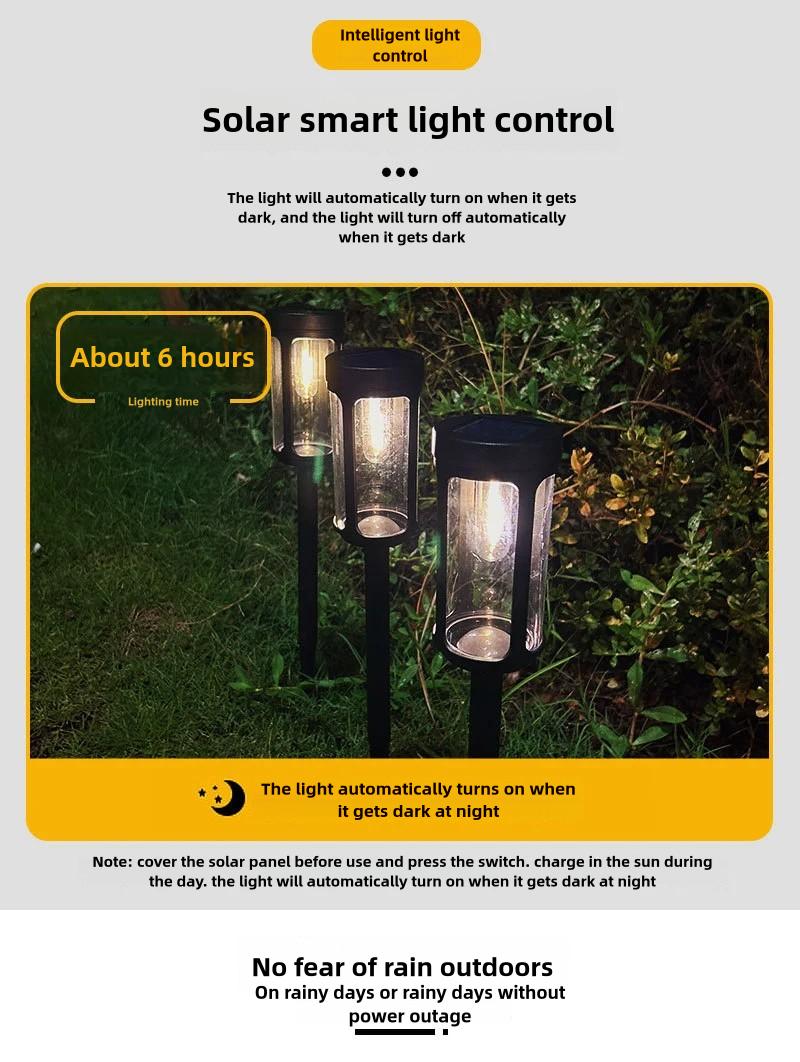 4 Pack Solar tungsten filament courtyard garden ground lawn atmosphere landscape light tungsten filament lamp outdoor lighting street light