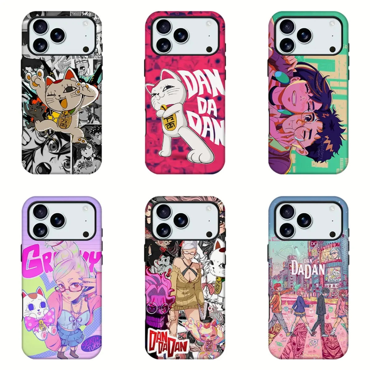 Dandadan Anime Phone Case,Edgy Japanese Otaku Aesthetic Gift For Anime Fans,Manga Collage Print Turbo Granny Lucky Cat Shockproof Protective Phone Cover For iPhone 11 12 13 14 15 16 17 18 Pro Max and Samsung.Perfect gift.