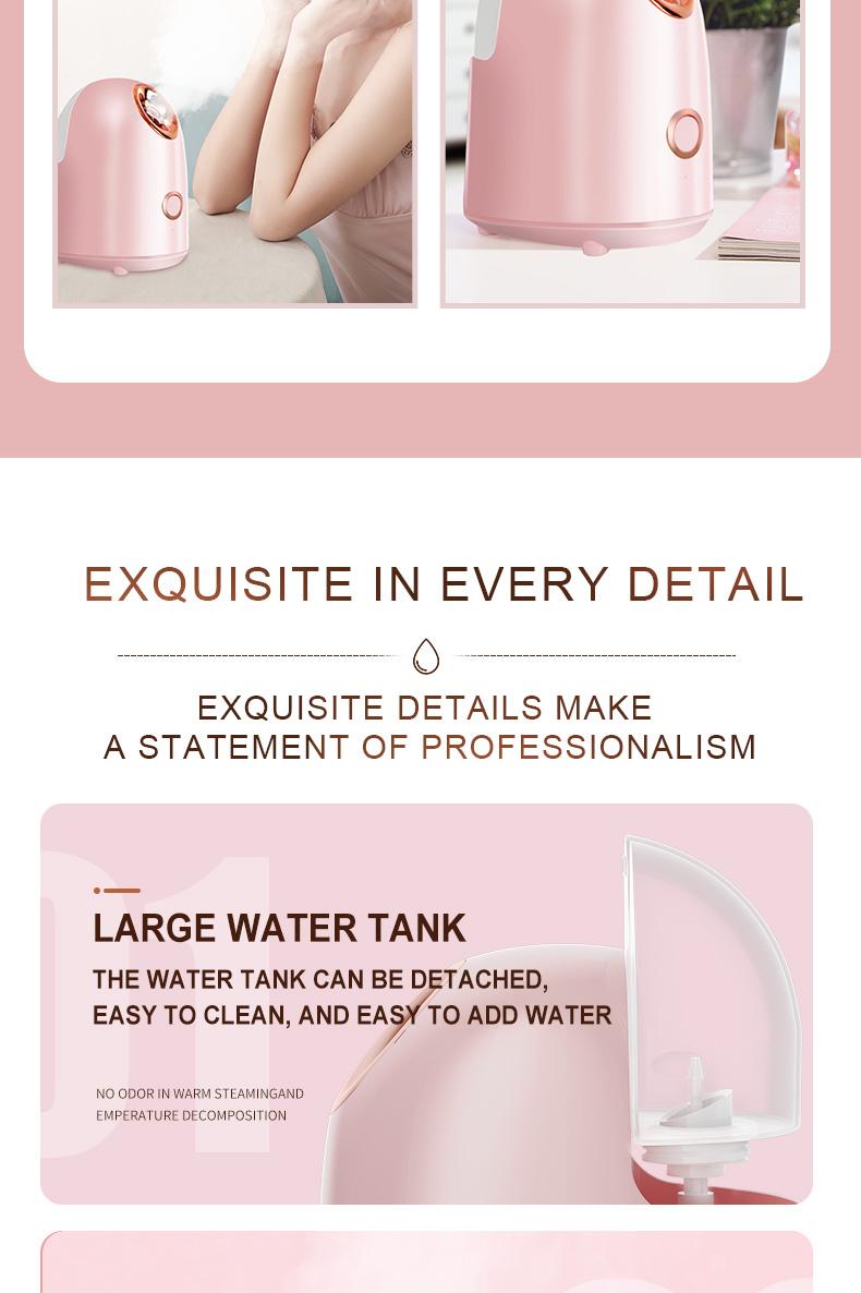 New Facial Steamer,  Home Sauna Spa Sprayer Moisturizing Cleansing Pores, Nano Ionic Hot Mist Facial Humidifier Atomizer,(Pink-Gold)