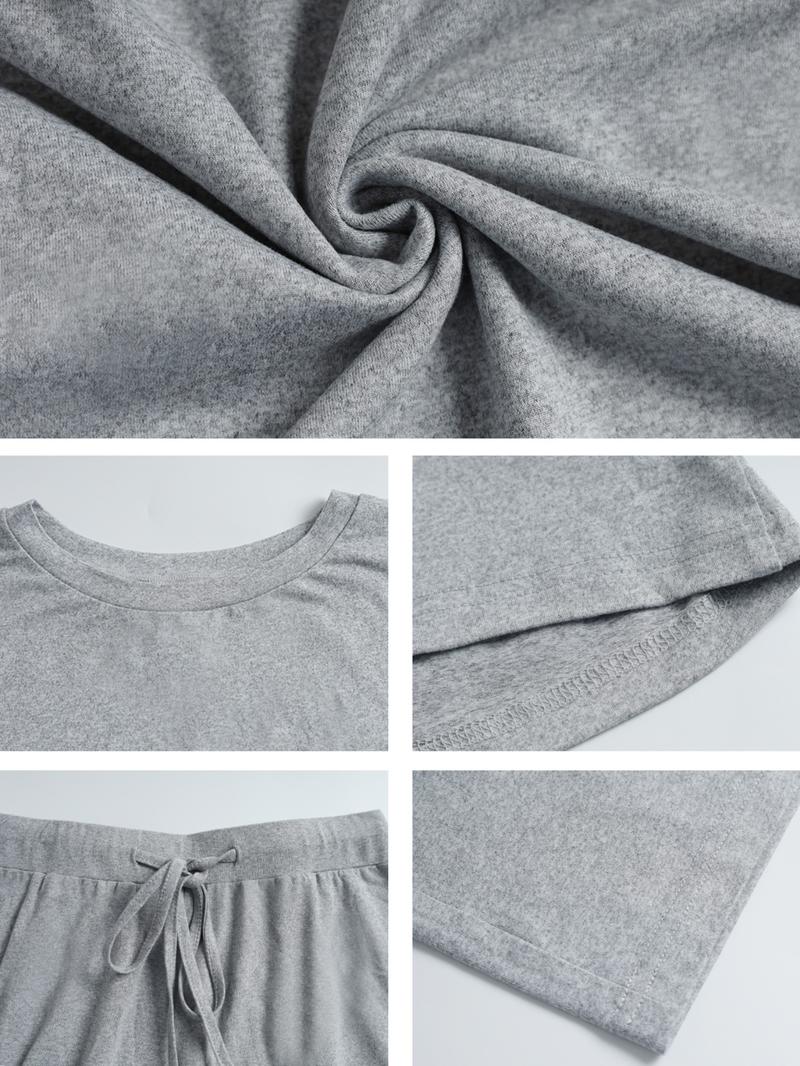 2026 Two Pieces Fall Women Clothes Y2K Sporty Casual Home Solid Color Fitted Long-Sleeved T-Shirt And Long Pants Set