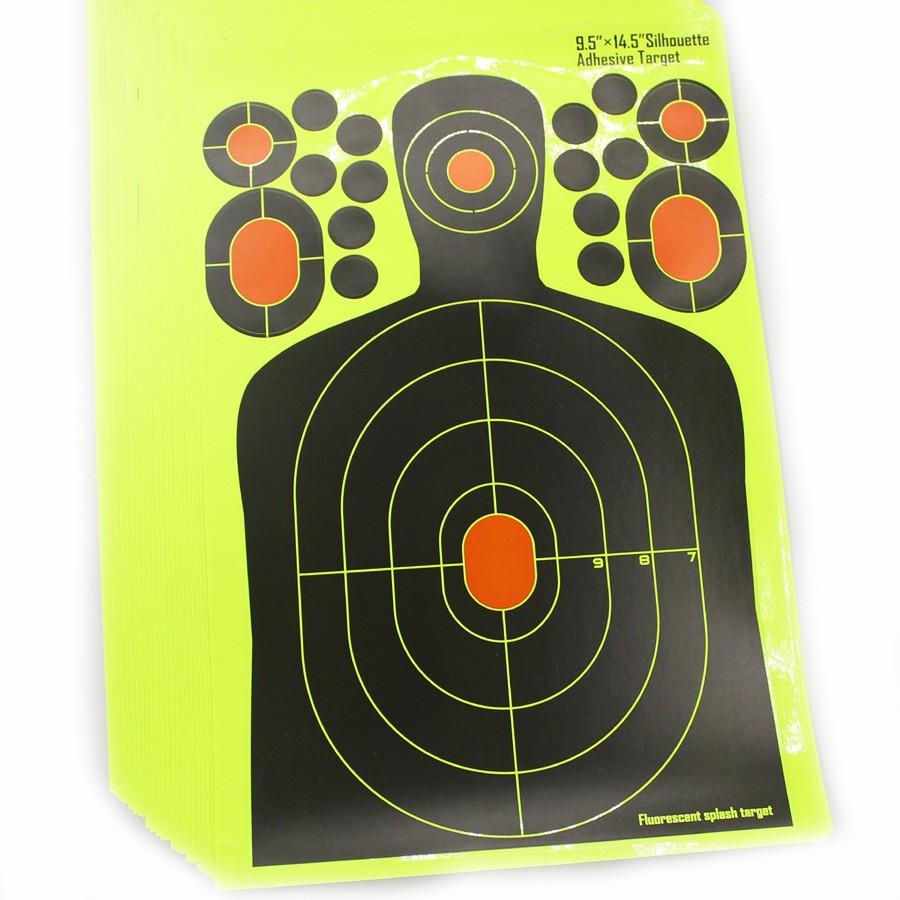 20/30 Pack 14.5 Inch Human Silhouette Shooting Targets, Reactive Splatter Fluorescent Glow Paper Targets, Impact Visible Training Paper For Outdoor Tactical Equipment Shooting Practice