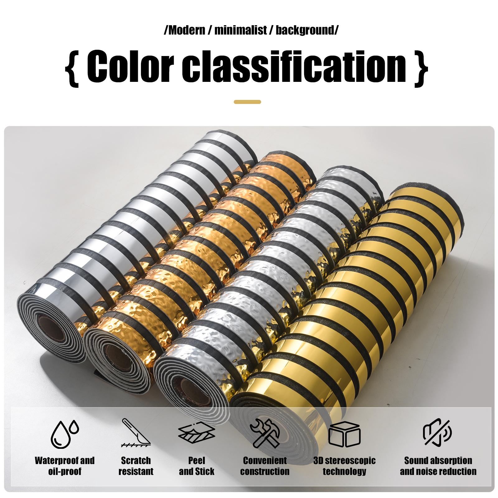 Thickened Retro 3D Framed Grooved Self-Adhesive Decorative Wallpaper with Glossy Metallic Surface, Easy to Peel and Stick, Removable and Waterproof, Ideal for Living Room Accent Walls and Kitchen Surfaces, Peel and Stick Wallpaper Designs