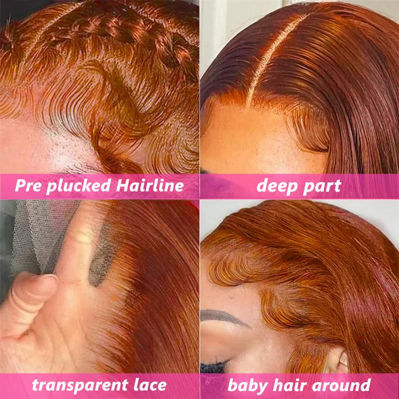 Bling Hair 13x4 Reddish Brown(Ginger) Body Wave Lace Frontal Human Hair Wig Pre Plucked #33 13x6 Lace Frontal Wigs Colored Brazilian Human Hair Wigs