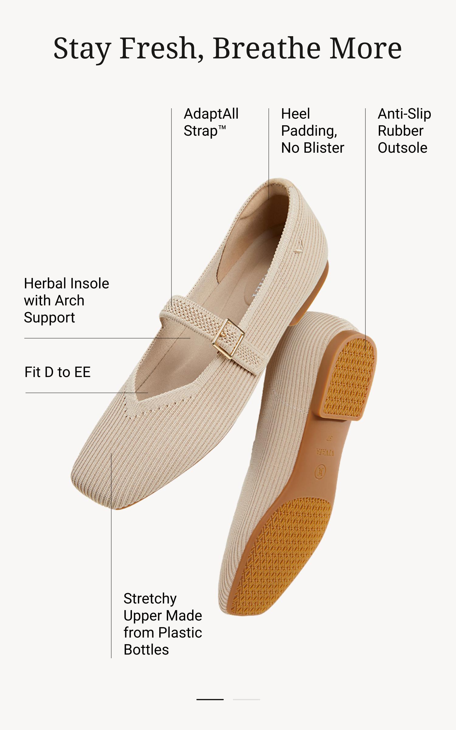 VIVAIA Women's Square-Toe Knit Mary Janes Ballet Arch Fit Flats,  APMA, Machine Washable / Blister-Free Heel / Foldable & Lightweight Retro Chic (Margot Mary Janes) Free Shoe Charm Designated Color Until Sold Out Randomly,  Wide Feet Friendly, SpringFresh