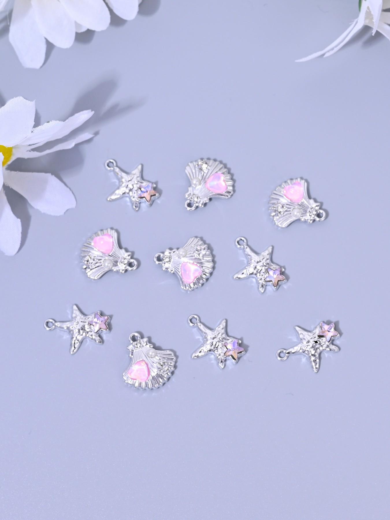 10 Sweet Oceanic Shell Starfish Charms, Perfect for DIY Jewelry Making, Earrings, Necklaces, Bracelets, Keychains, Daily Accessories