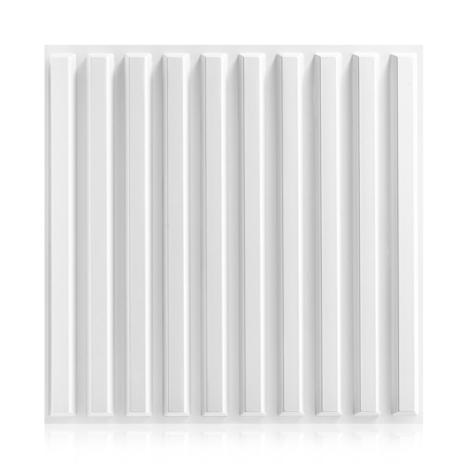 FLOLEOPA 3D Wall Panel Fluted Stripe Design PVC Waterproof Fireproof 11.8x11.8 Inches Decorative Modern Home Interior Vinyl Black for Living Room Bedroom Kitchen Dining Room Backdrop