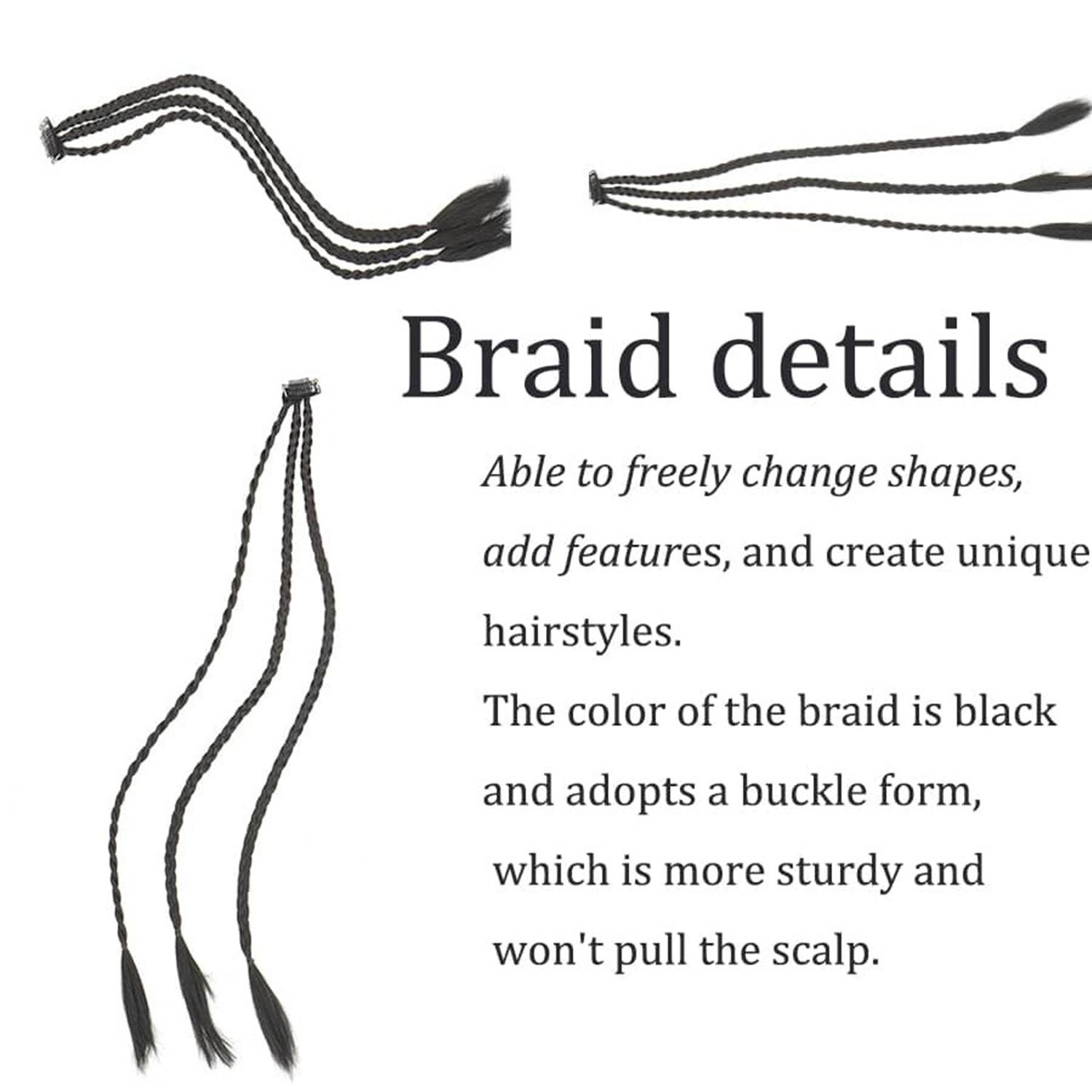 Three-strand braided hair extensions for women, BB clip-in boxing braids, 2-piece set