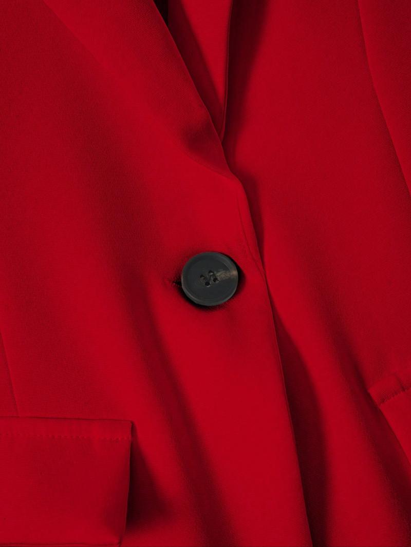 Women's Spring & Fall Solid Color Lapel Long Sleeve Single Button Casual Commuter Blazer Jacket, Fitted Plain Design
