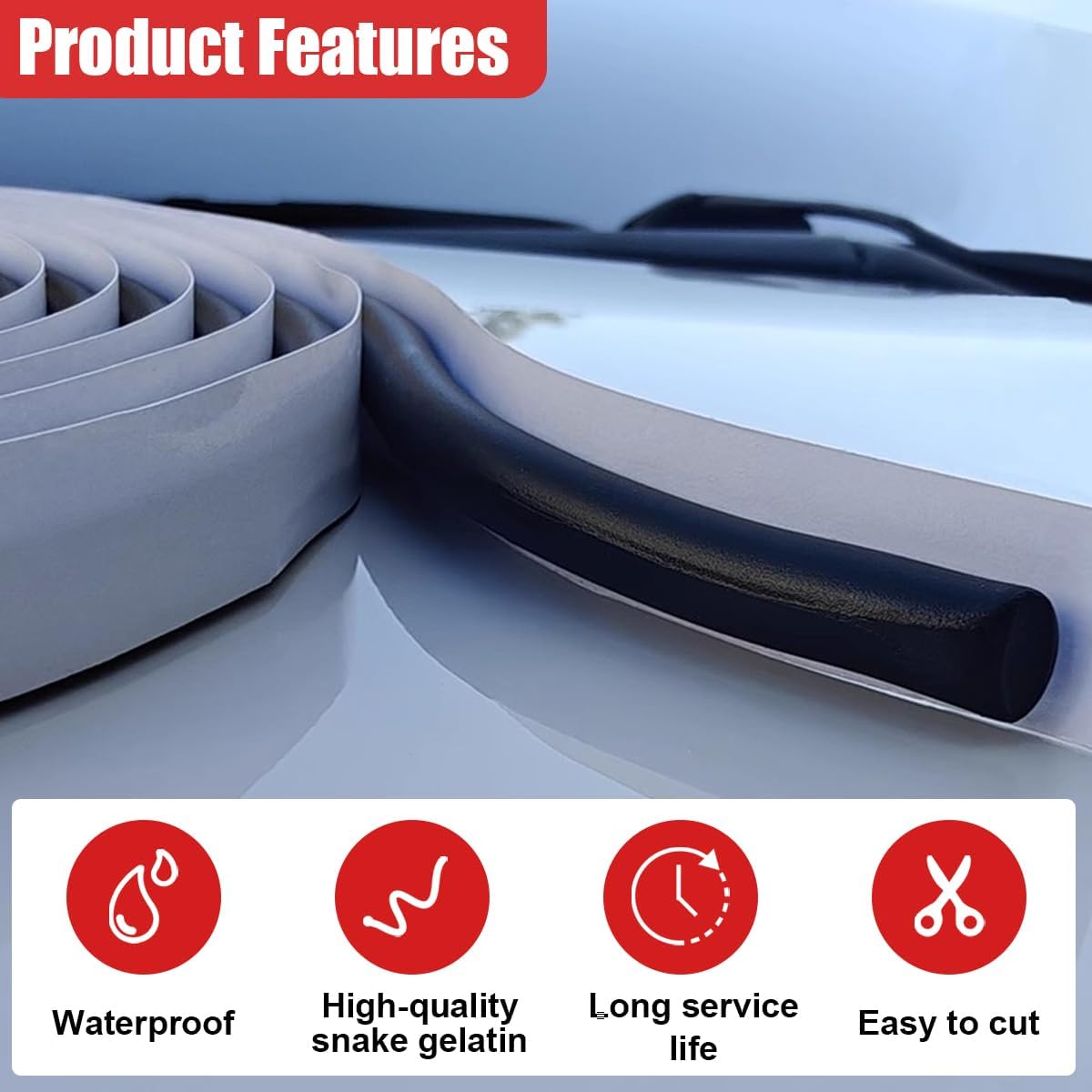 8MM x 13FT Weatherproof Butyl Rubber Sealant Tape - Sound-Dampening RV Headlight Sealant Rope, Caulk Strip for RV, Window, Door, Windshield