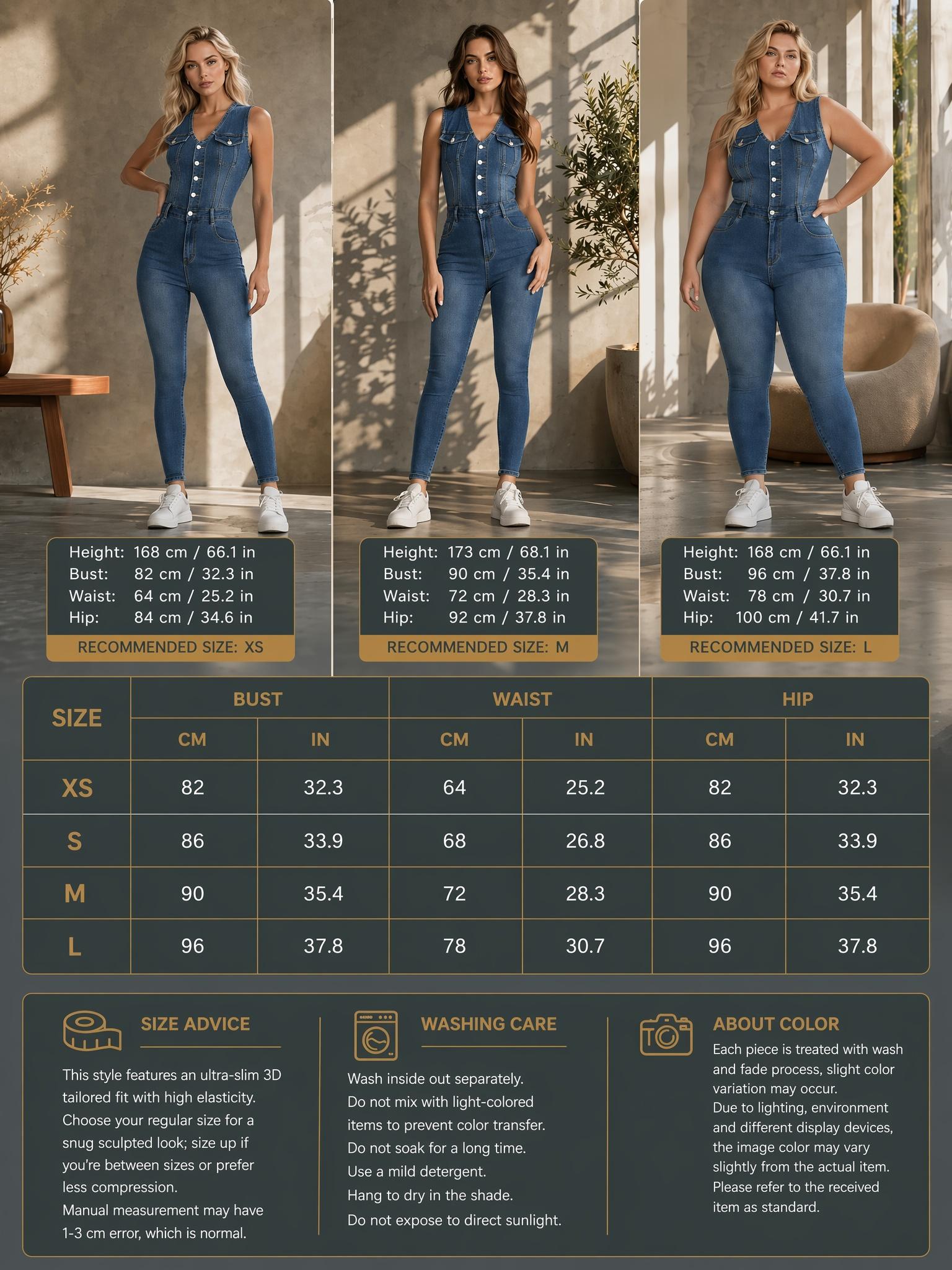 Women's Sleeveless Denim Overall Jumpsuit, Summer Essential, American Style High Waist Elastic Butt-Lifting Skinny Fit, Streetwear for Casual Outing and Music Festival