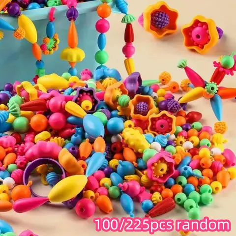 100/225 Pcs DIY Beads Kit for Girls, Bead Assortment, Creative Wireless Jewelry Making for Necklaces Bracelets, Unique Handmade Gift Beading Making, Beading Kits
