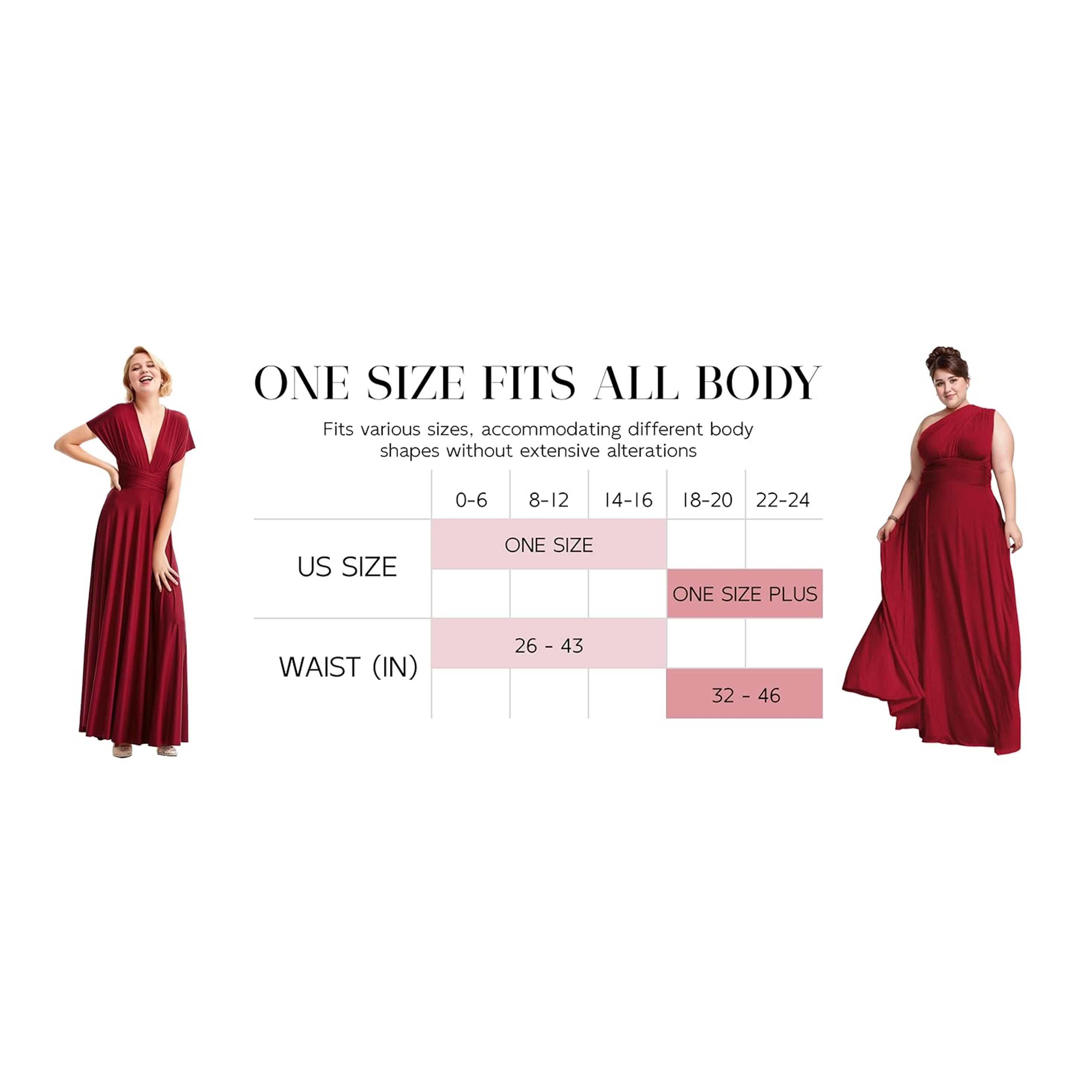 Women's Plus Size Long Infinity Dress - Bandeau, Convertible, Multi-Way Twist Wrap Dress for Beach, Prom, Cocktail Events, Fits Maternity Needs
