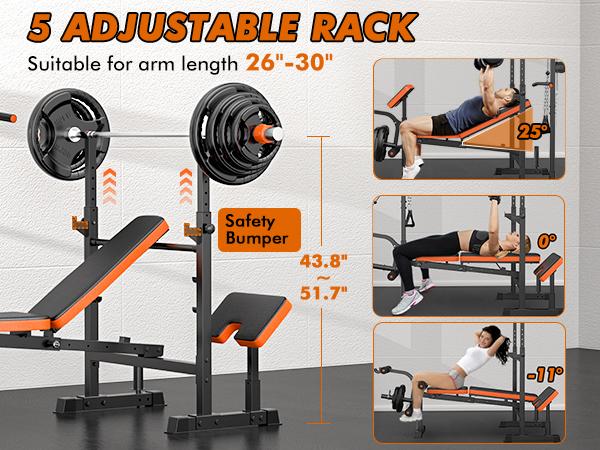 Bearbro Bench Press Set, 880LBS Adjustable Weight Bench with Leg Extension and Preacher Curl Pad, 8 IN 1 Multi-Function Gym Bench with LAT Pulldown Pulley System, Full-Body Workout Home Gym Equipment Squat Rack Bearbro Bench Press Set, 880LBS Adjustable Weight Bench with Leg Extension and Preacher Curl Pad, 8 IN 1 Multi-Function Gym Bench with LAT Pulldown Pulley System, Full-Body Workout Home Gym Equipment Squat Rack