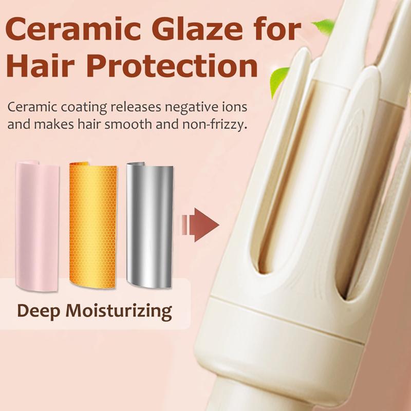 Fully automatic curling iron, lazy curling tool with LED Display, 140°F-200°F for all hair types, electric rotary curler, large curls, gentle on hair, 32mm comfortable curler