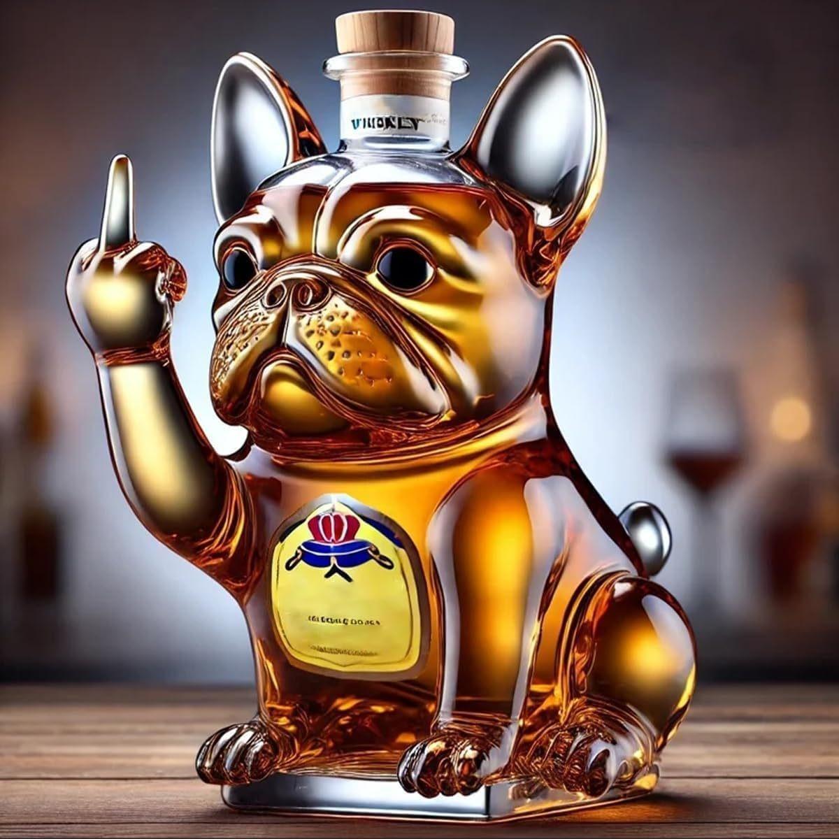 2026 New Design French Bulldog-Shaped Whiskey Bottle, Fun Dog Glass Bottle, Bar & Home Décor Accessory, Unique Gift Idea