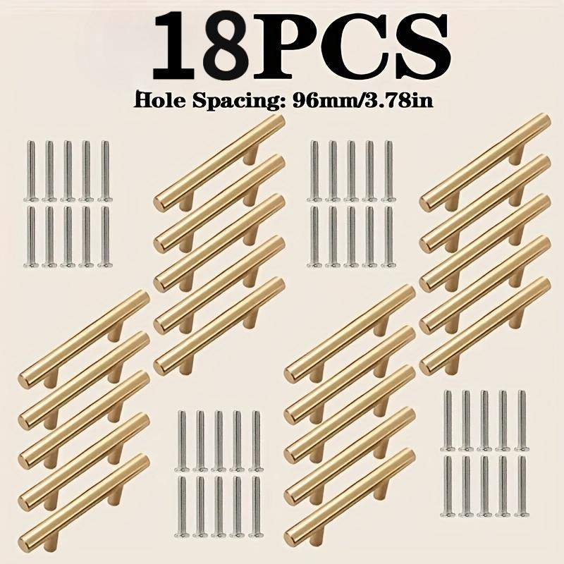 18pcs Brushed Gold Stainless Steel Arc Cabinet Handles  Modern Drawer Pulls, Includes Screws, Easy Installation, Length 150mm