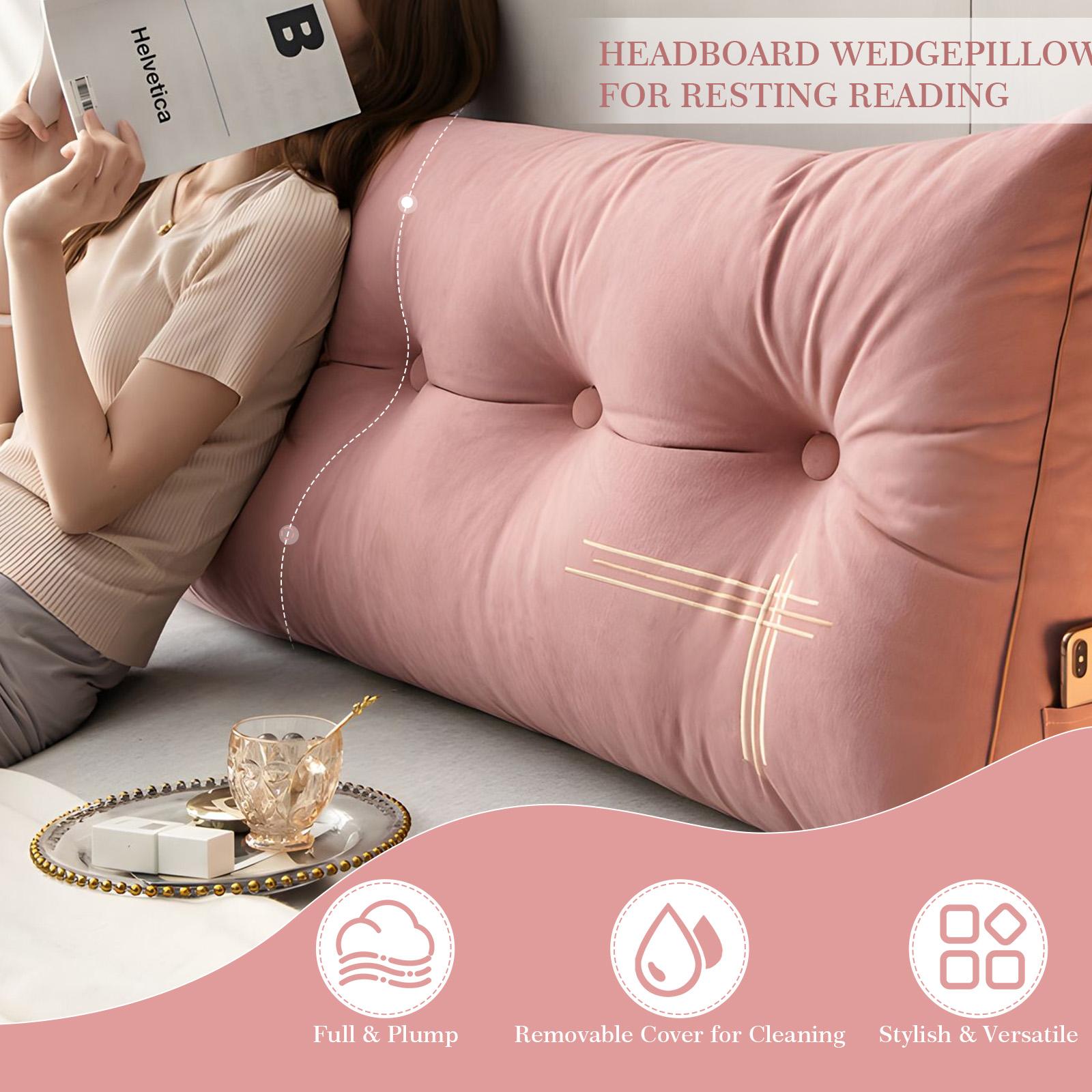 Pink Large Headboard Pillow for Bed Triangular Wedge Pillow Cushion Position Support Reading Pillow Pink Bedroom Accessories Back to School