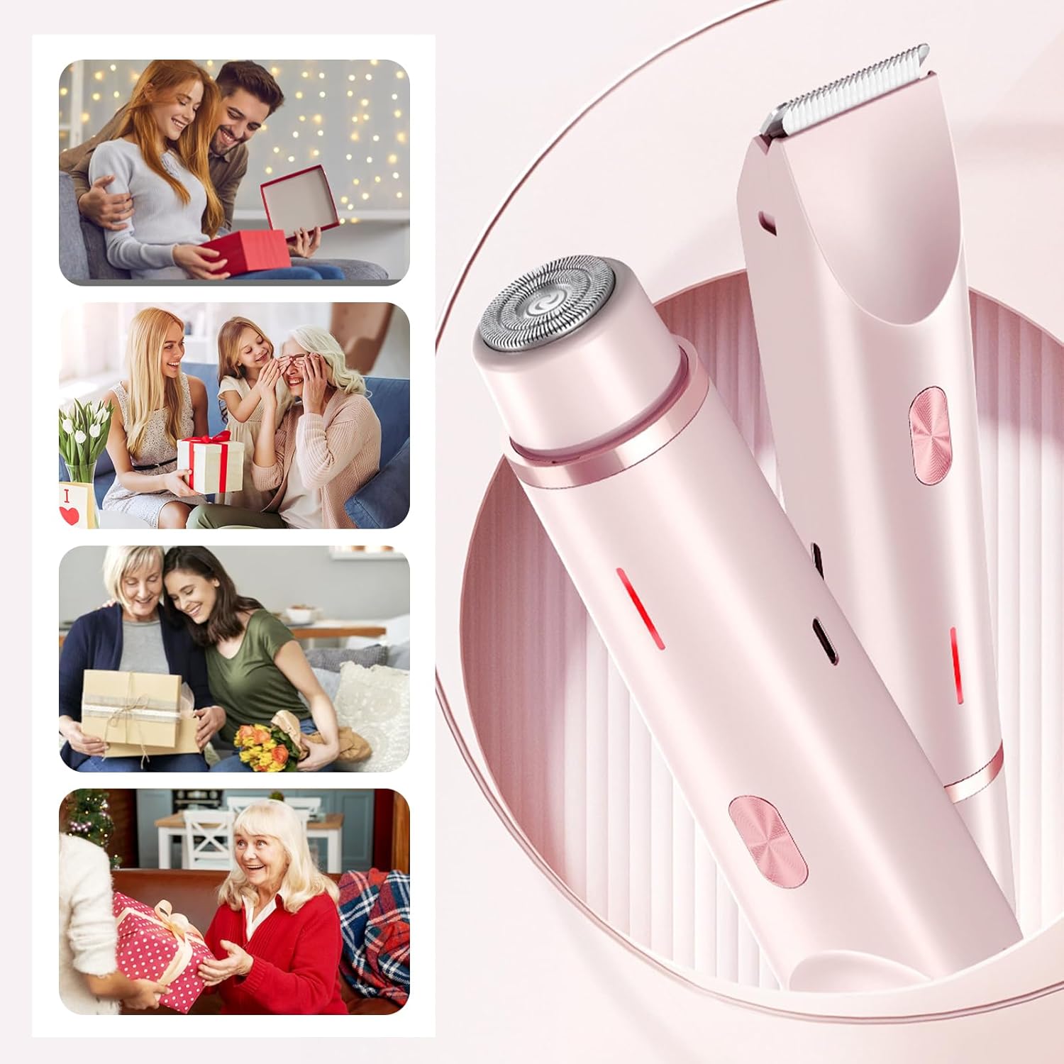 Women's Electric Razor Dual Head Reusable Female Trimmer Body Hair Remover Bikini Clipper, New Model Zb-0236L Lithium Ion Batteries Included