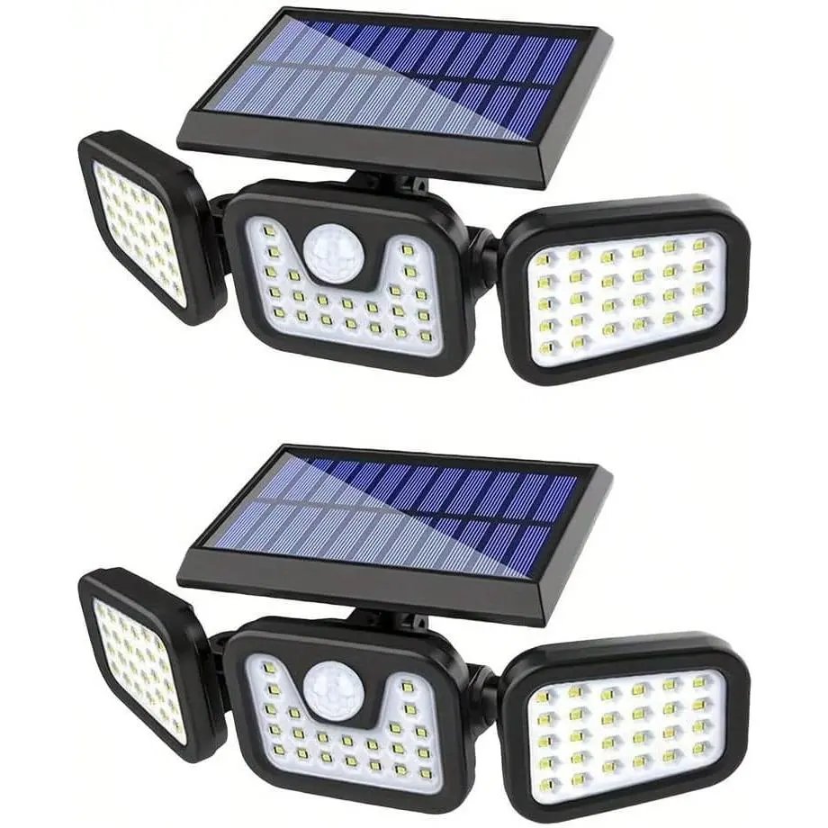 Solar Motion Sensor Security Light - 74 LED Outdoor Solar Floodlight with Adjustable Panels, Waterproof & Energy-Efficient, Ideal for Yard, Garage, Patio, and Driveway