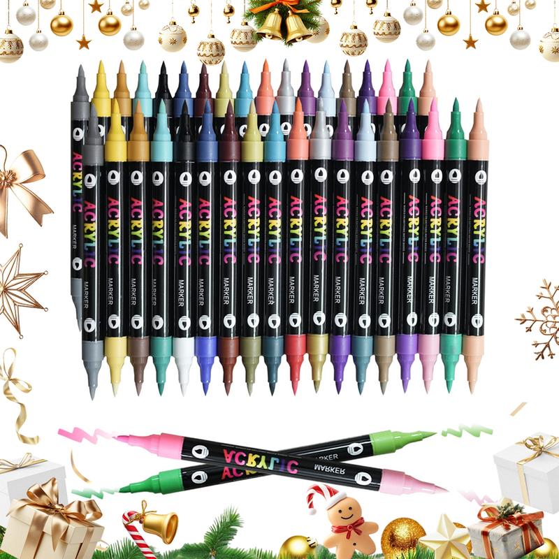24/48/72 Color Dual-Tip Acrylic Marker Pen, Waterproof & Quick-Dry for Wood, Canvas, Stone, Glass & Rock Painting, DIY Crafts Ideal Christmas Gift