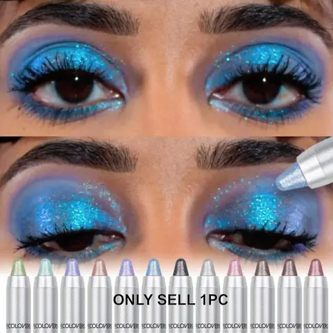 Pearlescent Long-lasting Glitter Shimmer Eyeshadow Pencil Waterproof Pigment Blue Purple Colorful Eye Shadow Stick Women Fashion Colorful Eye Makeup Product, Glitter Eyeshadows Eyeshadow Sticks