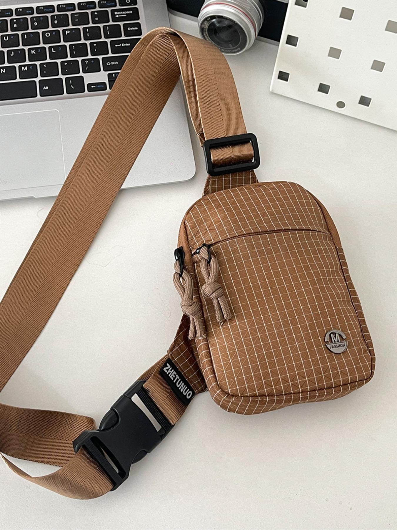 New Trendy Fashion Unique Design High-End Texture All-Season Outdoor Commute Versatile Travel Personality Casual Plaid Small Bag, Lightweight Unisex Multifunctional Shoulder Crossbody Bag