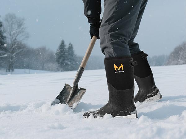 Rubber Work Boots for Men with Steel Toe, 1100N Puncture-Proof Hunting Boots with 7mm Neoprene Waterproof and EVA Midsole, Adjustable Back Gusset, Ideal for Hunting, Work, and Farming Footwear